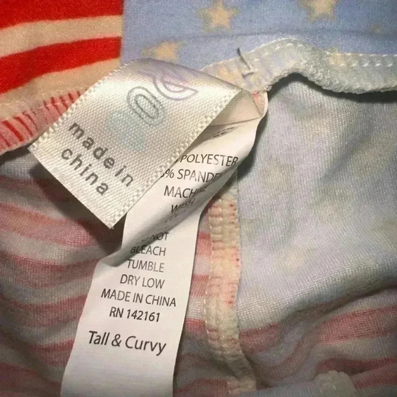 Lularoe TC plus (10-16) light blue flags Americana leggings. NWOT - Picture 6 of 7